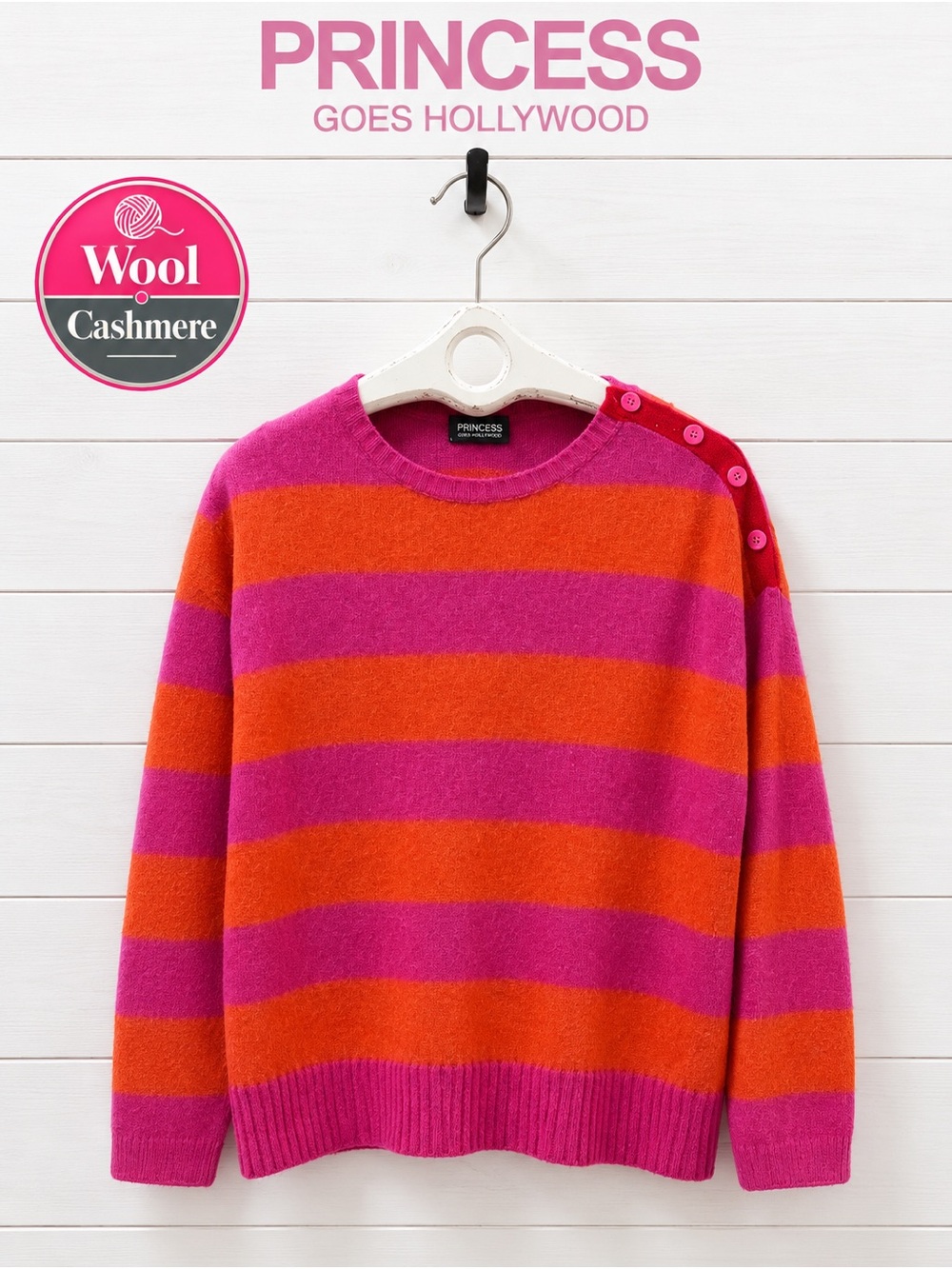 PRINCESS GOES HOLLYWOOD Pink & Orange Striped Sweater – Size 38